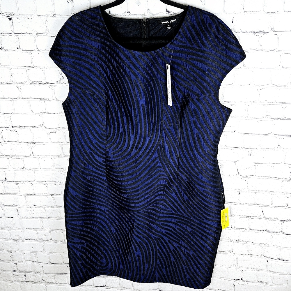 SAMUEL DONG | abstract stripe print fitted formfitted cocktail dress